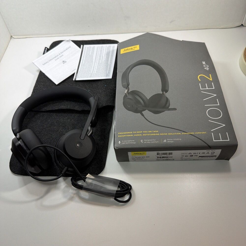 Jabra Evolve2 40 SE USB-A MS Stereo Wired Headset Black Teams Certified OPEN BOX